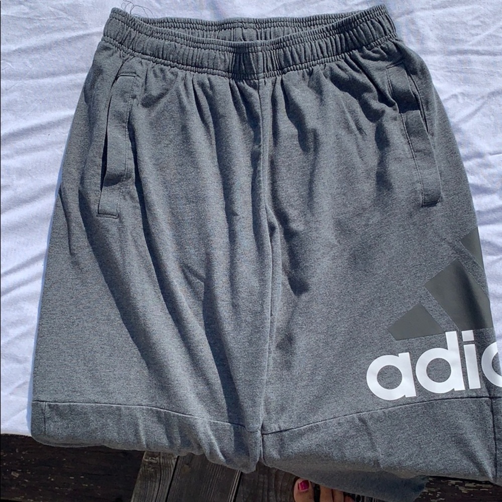 Gray Adidas joggers with pockets